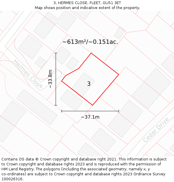 3, HERMES CLOSE, FLEET, GU51 3ET: Plot and title map