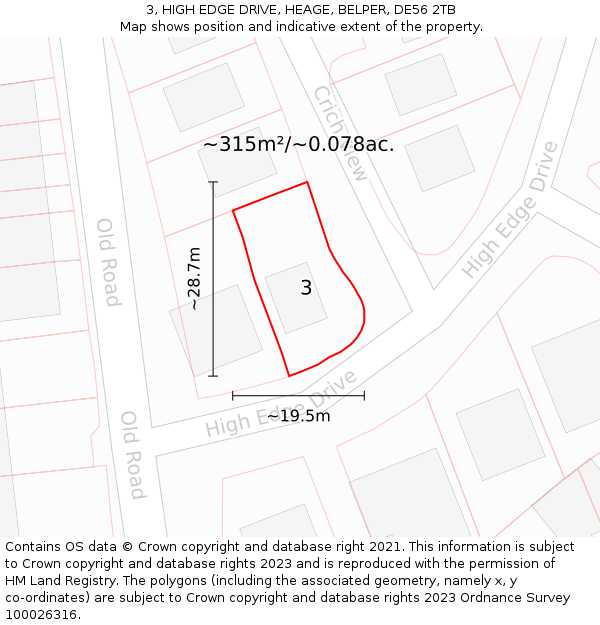 3, HIGH EDGE DRIVE, HEAGE, BELPER, DE56 2TB: Plot and title map