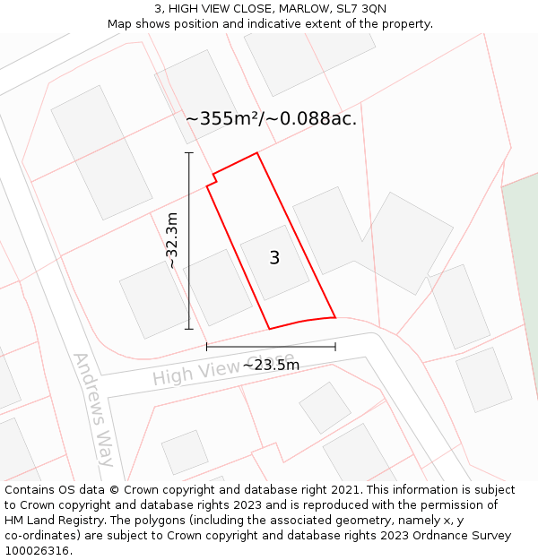3, HIGH VIEW CLOSE, MARLOW, SL7 3QN: Plot and title map