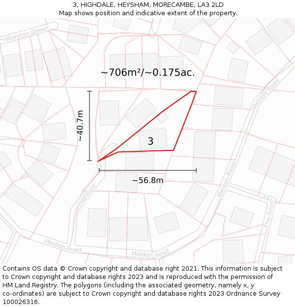 3, HIGHDALE, HEYSHAM, MORECAMBE, LA3 2LD: Plot and title map