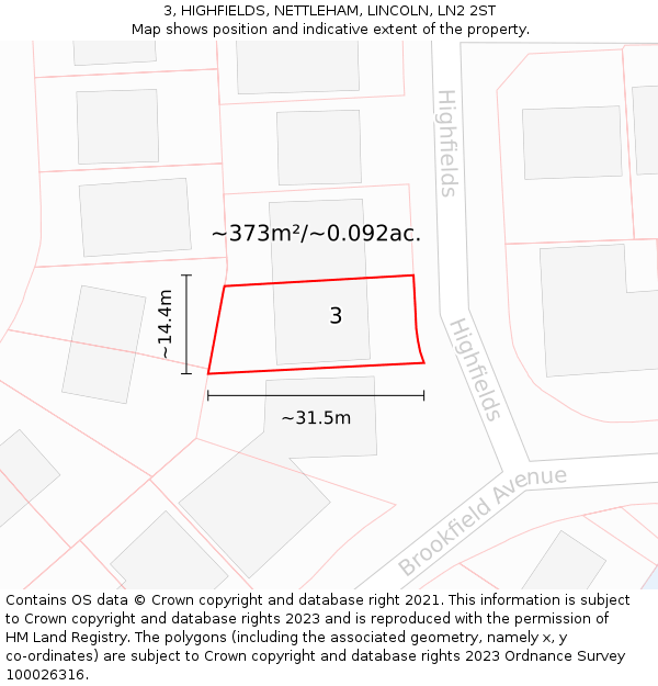 3, HIGHFIELDS, NETTLEHAM, LINCOLN, LN2 2ST: Plot and title map