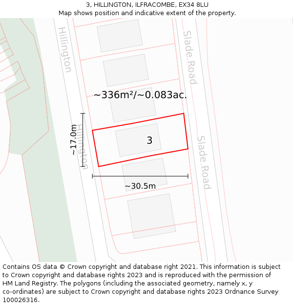 3, HILLINGTON, ILFRACOMBE, EX34 8LU: Plot and title map