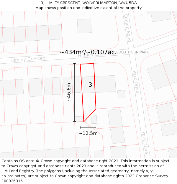 3, HIMLEY CRESCENT, WOLVERHAMPTON, WV4 5DA: Plot and title map