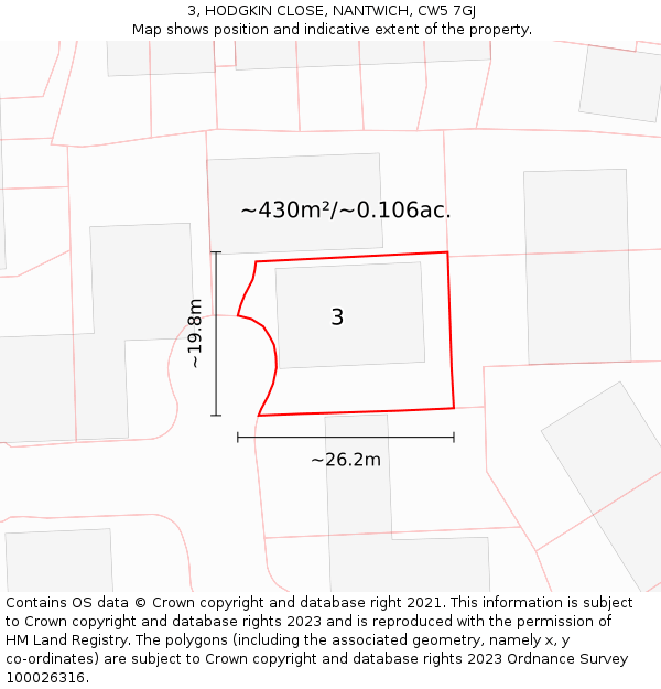 3, HODGKIN CLOSE, NANTWICH, CW5 7GJ: Plot and title map