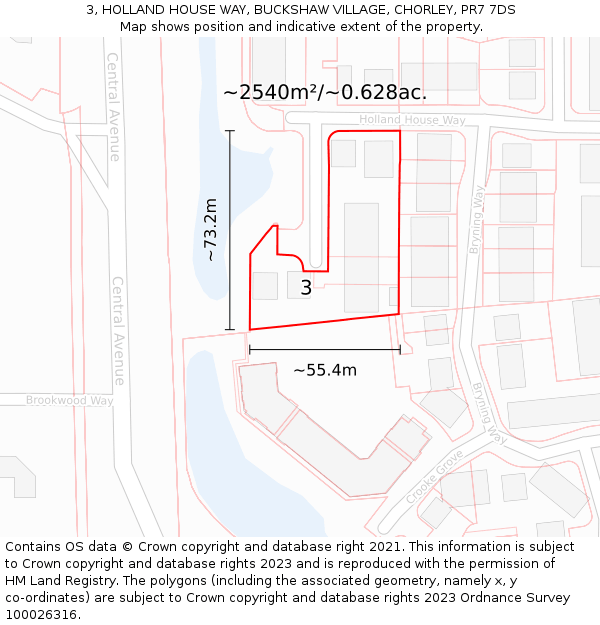 3, HOLLAND HOUSE WAY, BUCKSHAW VILLAGE, CHORLEY, PR7 7DS: Plot and title map