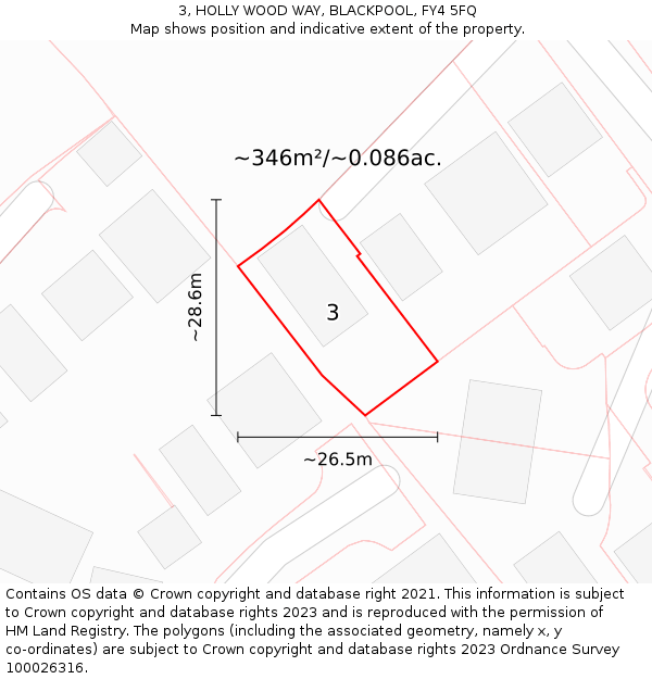 3, HOLLY WOOD WAY, BLACKPOOL, FY4 5FQ: Plot and title map