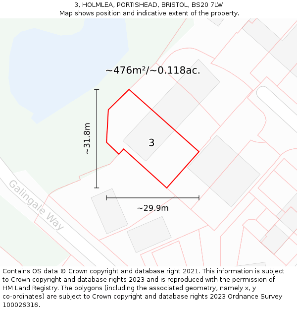 3, HOLMLEA, PORTISHEAD, BRISTOL, BS20 7LW: Plot and title map