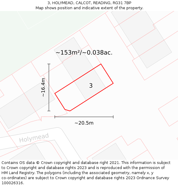 3, HOLYMEAD, CALCOT, READING, RG31 7BP: Plot and title map