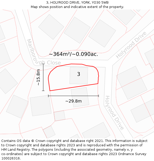 3, HOLYROOD DRIVE, YORK, YO30 5WB: Plot and title map