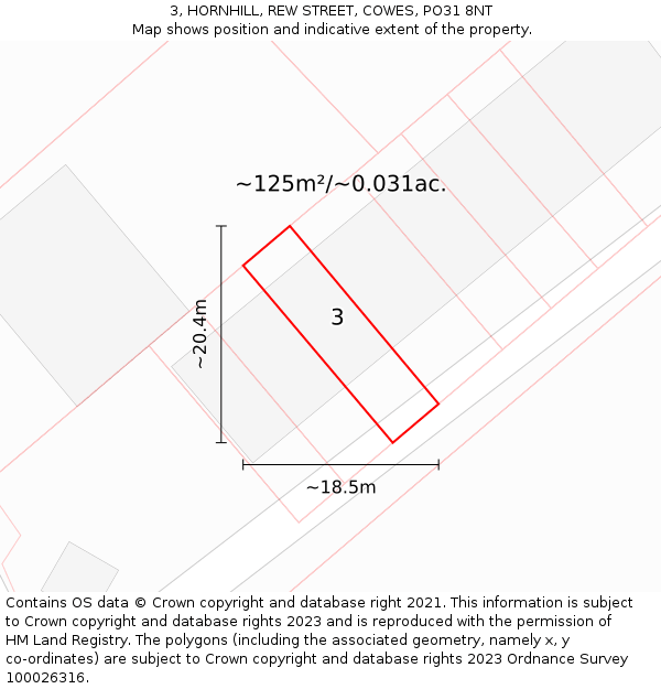 3, HORNHILL, REW STREET, COWES, PO31 8NT: Plot and title map