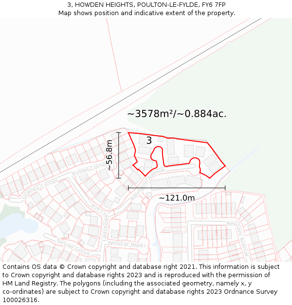 3, HOWDEN HEIGHTS, POULTON-LE-FYLDE, FY6 7FP: Plot and title map