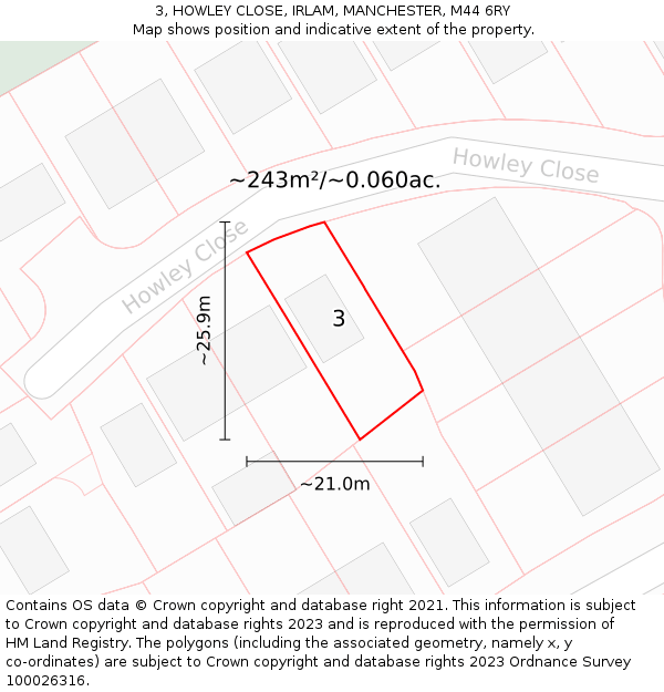 3, HOWLEY CLOSE, IRLAM, MANCHESTER, M44 6RY: Plot and title map