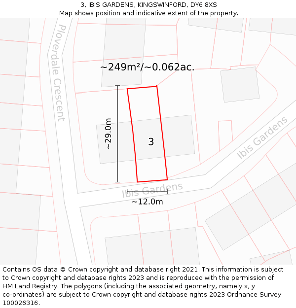 3, IBIS GARDENS, KINGSWINFORD, DY6 8XS: Plot and title map