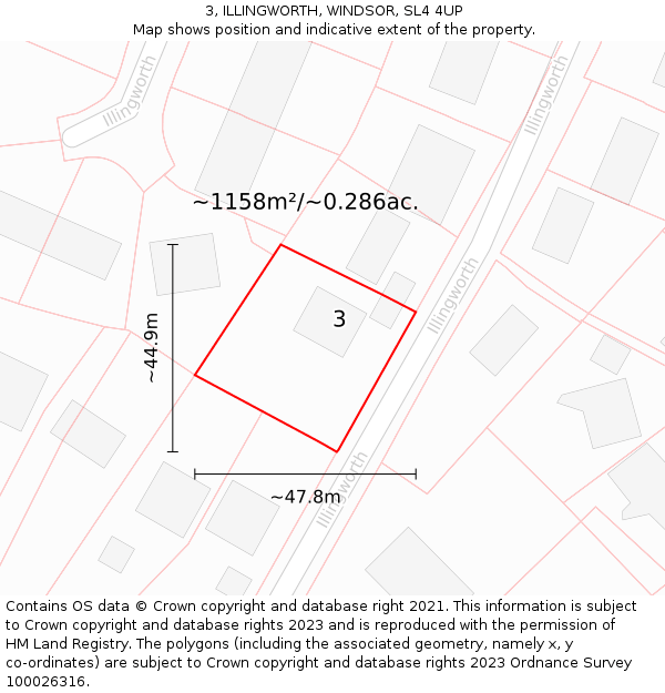3, ILLINGWORTH, WINDSOR, SL4 4UP: Plot and title map
