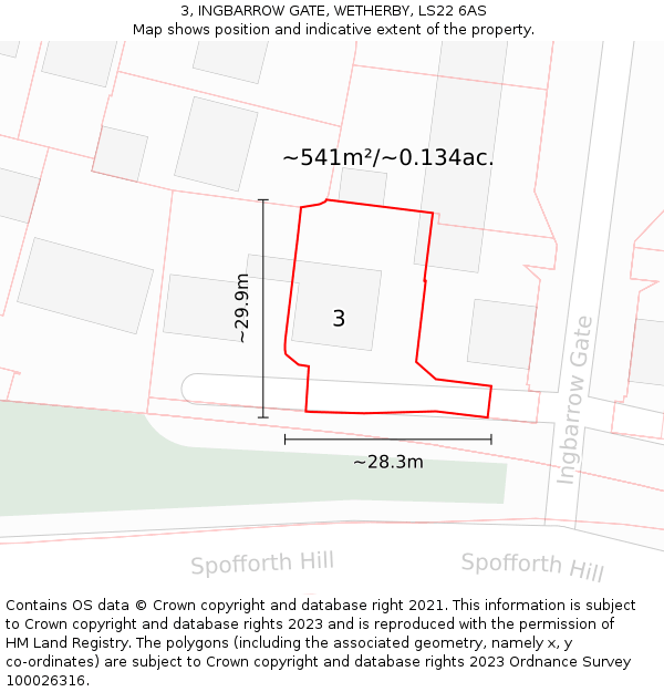 3, INGBARROW GATE, WETHERBY, LS22 6AS: Plot and title map
