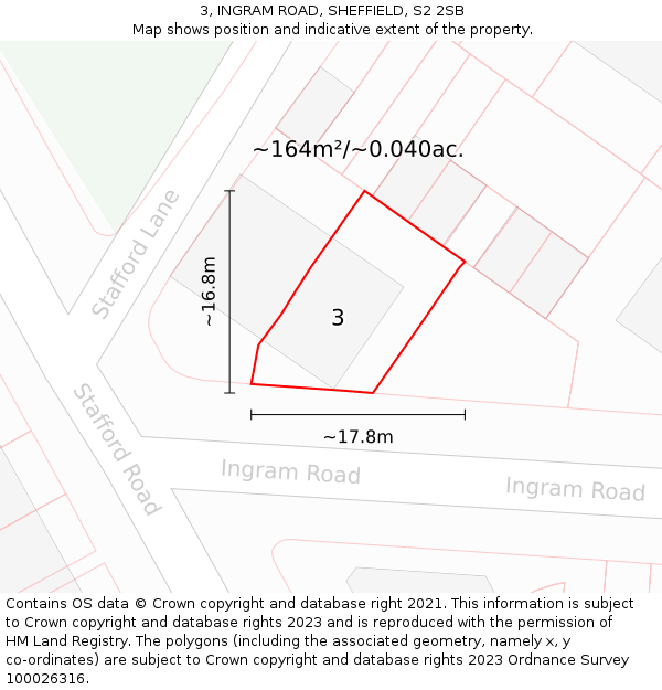 3, INGRAM ROAD, SHEFFIELD, S2 2SB: Plot and title map