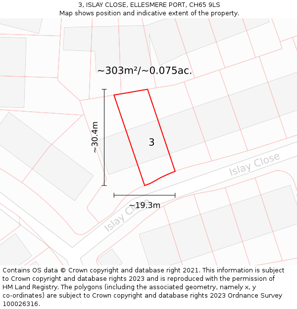 3, ISLAY CLOSE, ELLESMERE PORT, CH65 9LS: Plot and title map