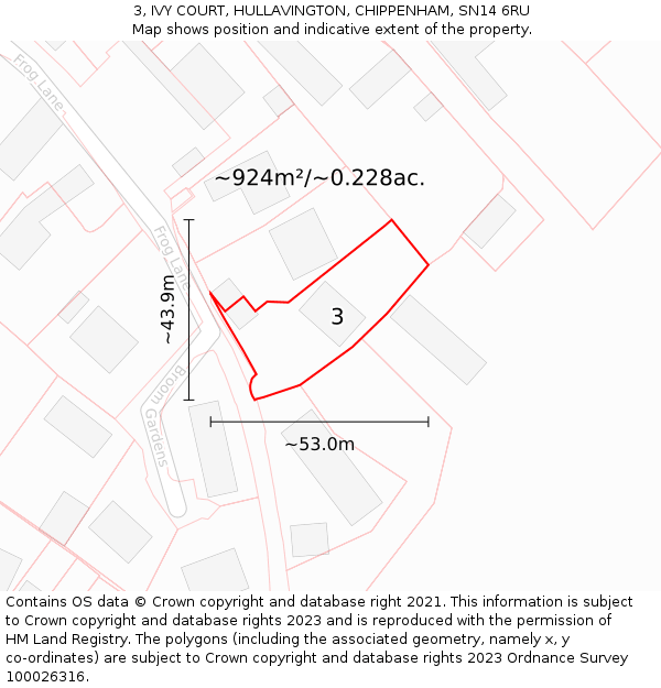 3, IVY COURT, HULLAVINGTON, CHIPPENHAM, SN14 6RU: Plot and title map