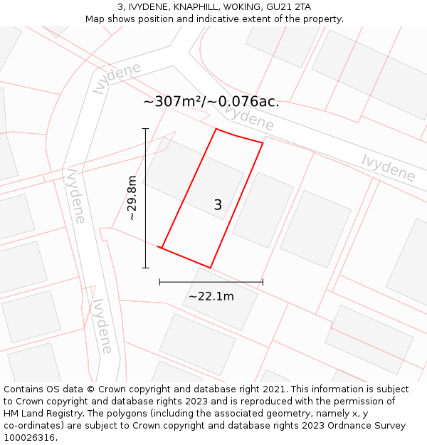 3, IVYDENE, KNAPHILL, WOKING, GU21 2TA: Plot and title map