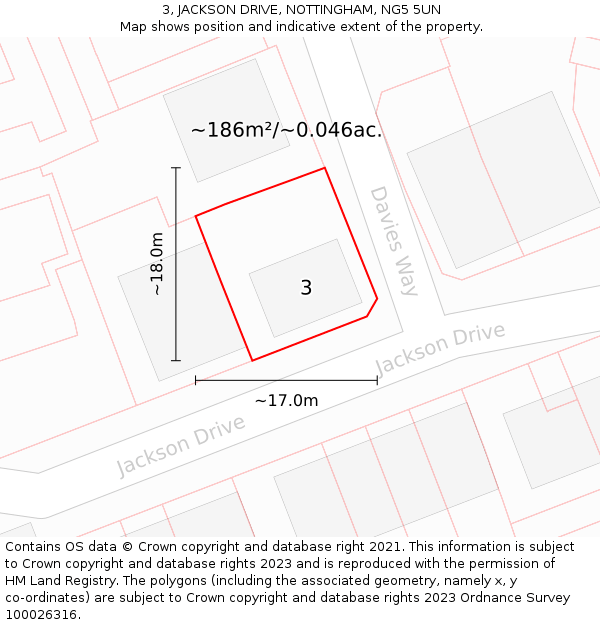 3, JACKSON DRIVE, NOTTINGHAM, NG5 5UN: Plot and title map