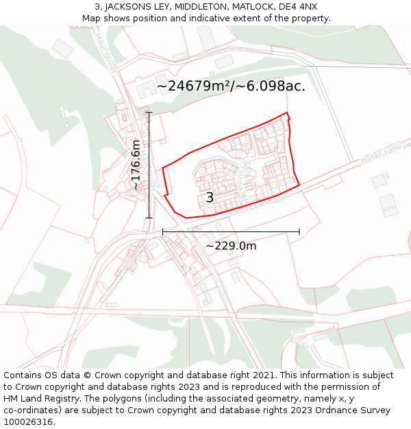 3, JACKSONS LEY, MIDDLETON, MATLOCK, DE4 4NX: Plot and title map