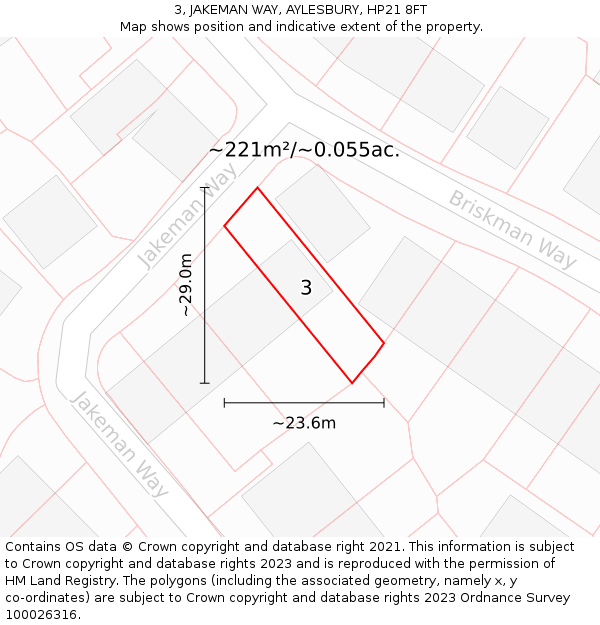 3, JAKEMAN WAY, AYLESBURY, HP21 8FT: Plot and title map