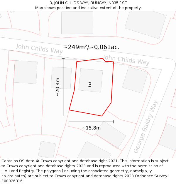 3, JOHN CHILDS WAY, BUNGAY, NR35 1SE: Plot and title map