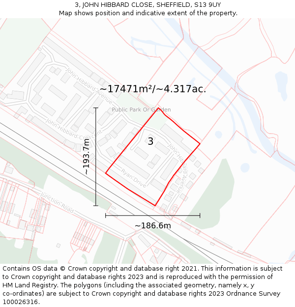 3, JOHN HIBBARD CLOSE, SHEFFIELD, S13 9UY: Plot and title map