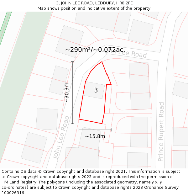 3, JOHN LEE ROAD, LEDBURY, HR8 2FE: Plot and title map