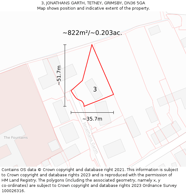 3, JONATHANS GARTH, TETNEY, GRIMSBY, DN36 5GA: Plot and title map