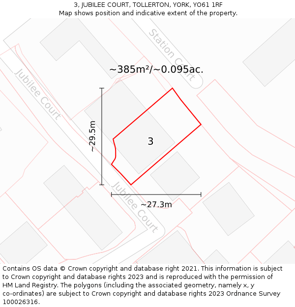 3, JUBILEE COURT, TOLLERTON, YORK, YO61 1RF: Plot and title map