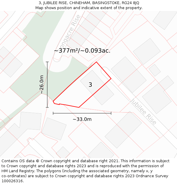 3, JUBILEE RISE, CHINEHAM, BASINGSTOKE, RG24 8JQ: Plot and title map