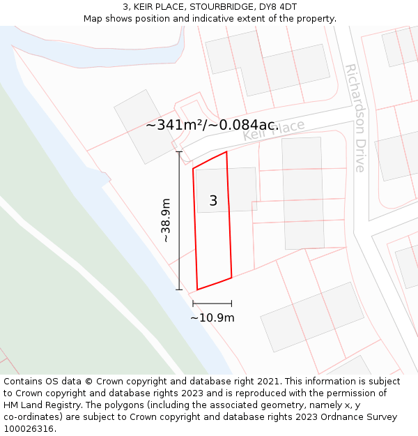 3, KEIR PLACE, STOURBRIDGE, DY8 4DT: Plot and title map