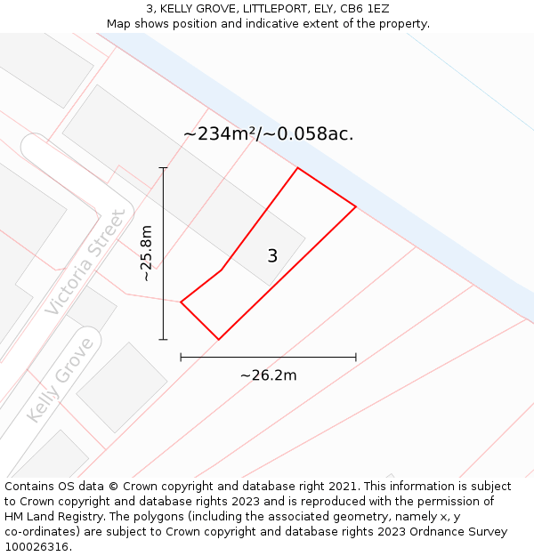 3, KELLY GROVE, LITTLEPORT, ELY, CB6 1EZ: Plot and title map