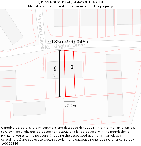 3, KENSINGTON DRIVE, TAMWORTH, B79 8RE: Plot and title map
