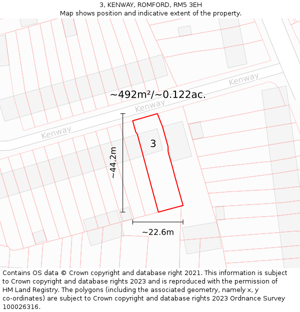 3, KENWAY, ROMFORD, RM5 3EH: Plot and title map