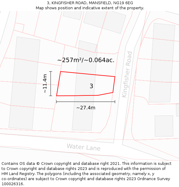 3, KINGFISHER ROAD, MANSFIELD, NG19 6EG: Plot and title map