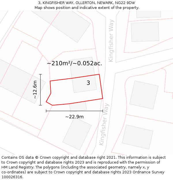 3, KINGFISHER WAY, OLLERTON, NEWARK, NG22 9DW: Plot and title map