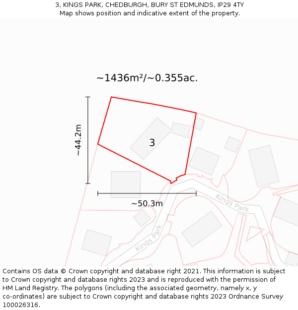 3, KINGS PARK, CHEDBURGH, BURY ST EDMUNDS, IP29 4TY: Plot and title map