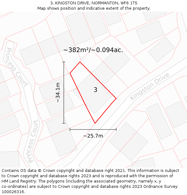 3, KINGSTON DRIVE, NORMANTON, WF6 1TS: Plot and title map