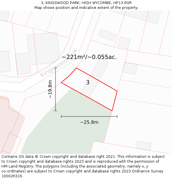 3, KINGSWOOD PARK, HIGH WYCOMBE, HP13 6GR: Plot and title map