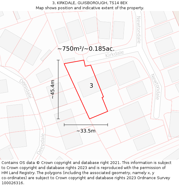 3, KIRKDALE, GUISBOROUGH, TS14 8EX: Plot and title map