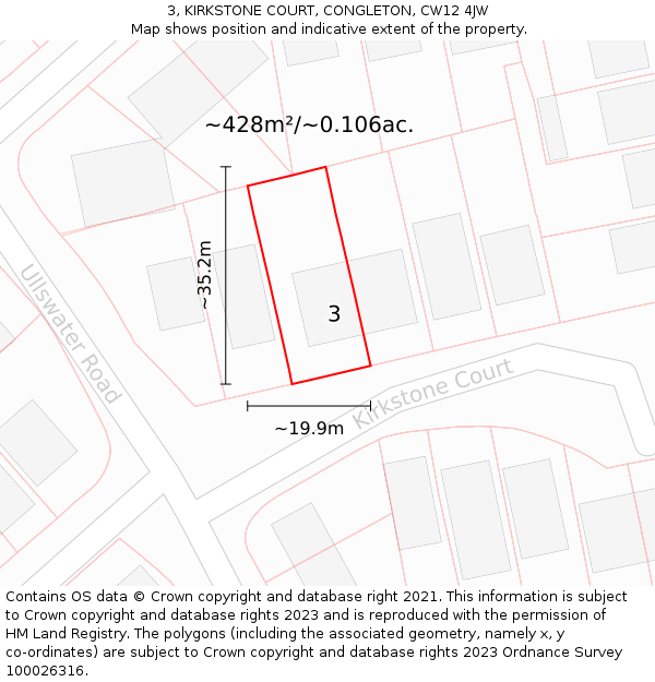 3, KIRKSTONE COURT, CONGLETON, CW12 4JW: Plot and title map