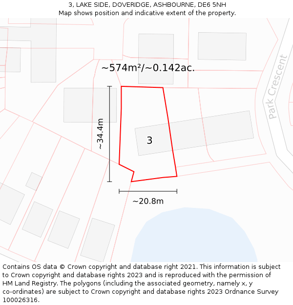 3, LAKE SIDE, DOVERIDGE, ASHBOURNE, DE6 5NH: Plot and title map
