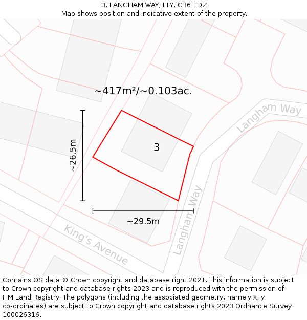 3, LANGHAM WAY, ELY, CB6 1DZ: Plot and title map