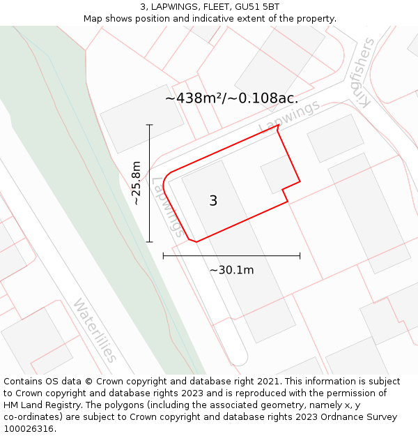 3, LAPWINGS, FLEET, GU51 5BT: Plot and title map
