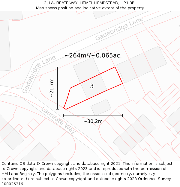 3, LAUREATE WAY, HEMEL HEMPSTEAD, HP1 3RL: Plot and title map
