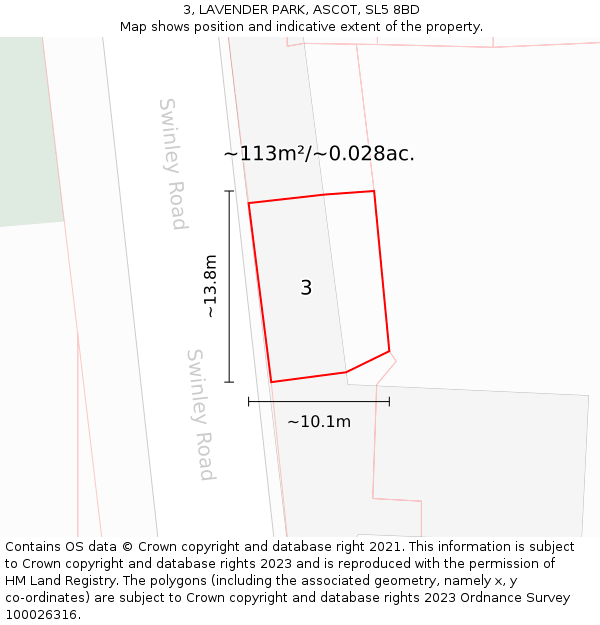 3, LAVENDER PARK, ASCOT, SL5 8BD: Plot and title map