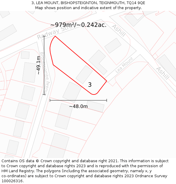 3, LEA MOUNT, BISHOPSTEIGNTON, TEIGNMOUTH, TQ14 9QE: Plot and title map