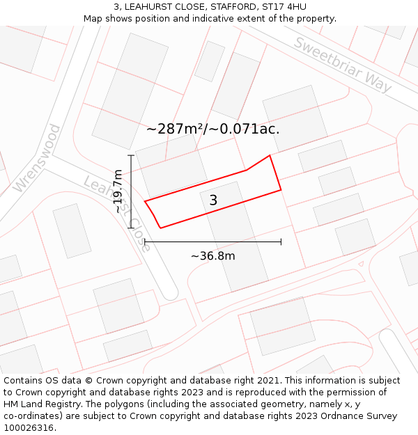 3, LEAHURST CLOSE, STAFFORD, ST17 4HU: Plot and title map